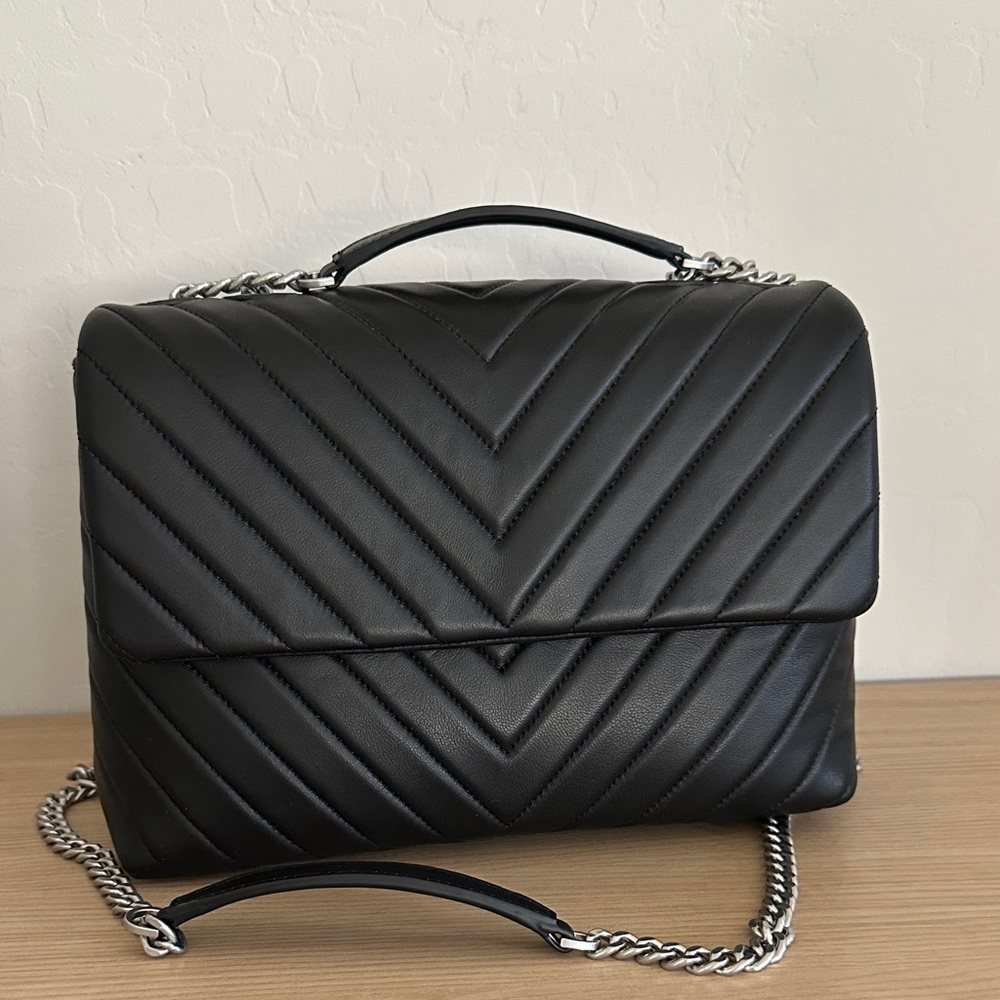 Quince Italian Leather Quilted Convertible Shoulder Bag Black